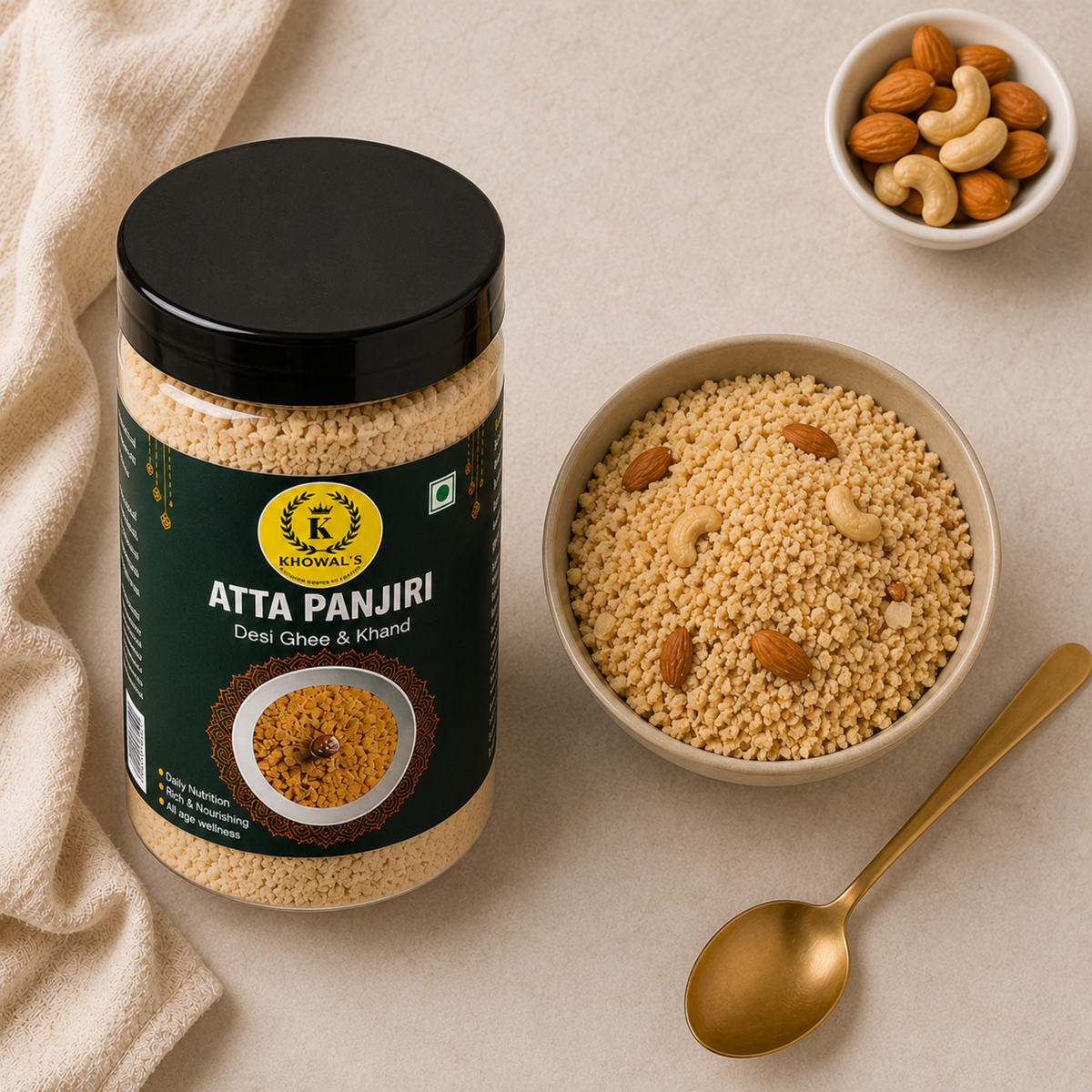Atta Panjiri with Desi Ghee & Khand | Traditional Homemade Dry Fruit Mix | 380g