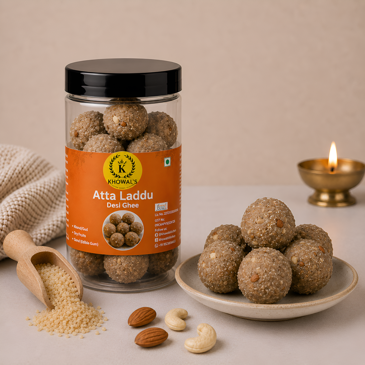 Atta Laddu Desi Ghee | Traditional Homemade Wheat Laddu | Indian Sweet Snack | 400g