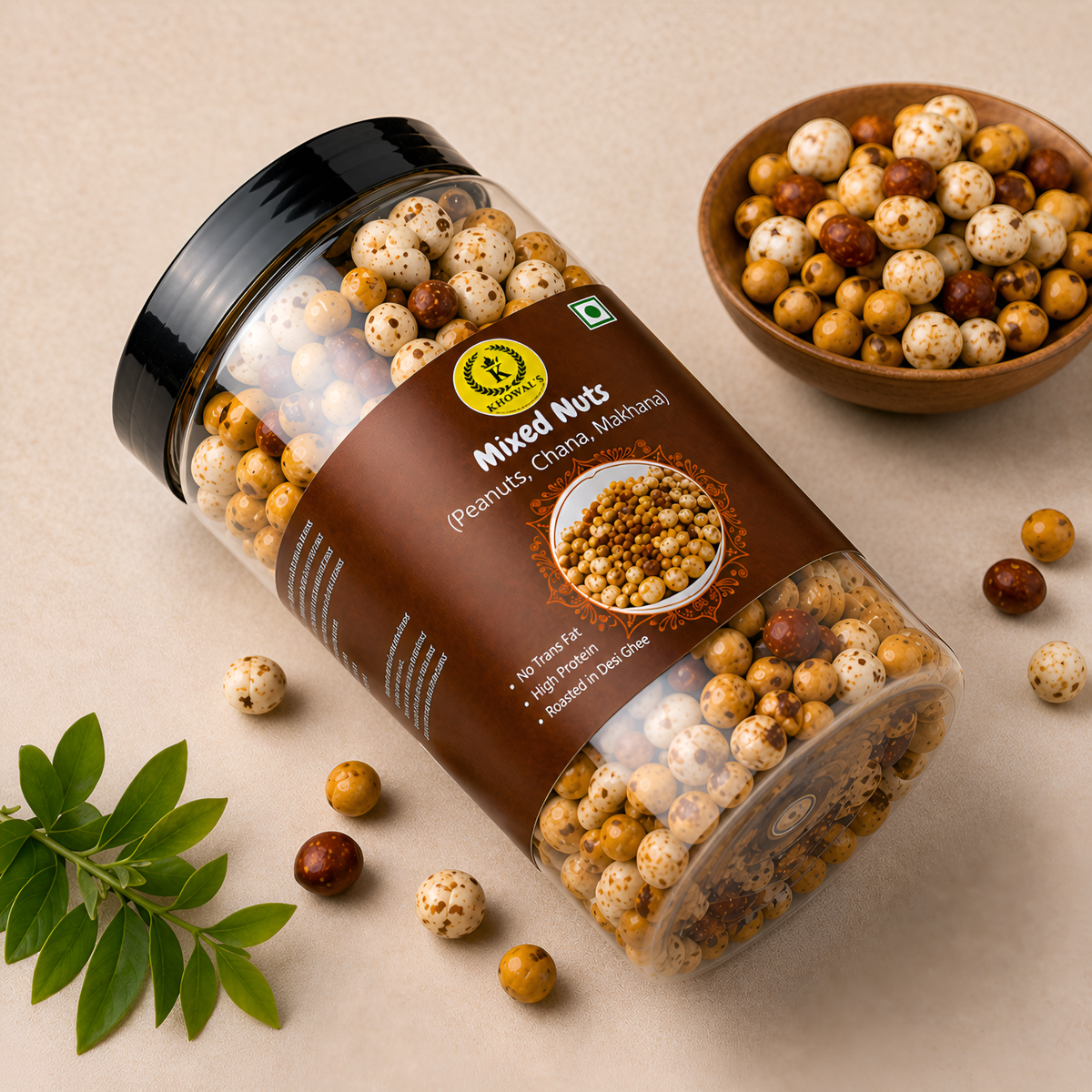 Desi Ghee Roasted Mixed Nuts | Makhana, Peanuts & Roasted Chana Snack |  250g